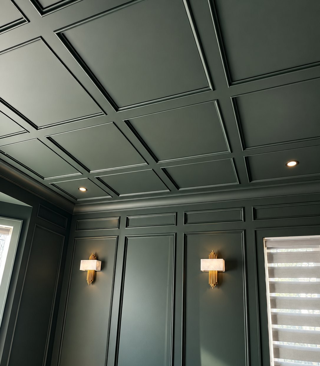 Home office painted in a bold dark green in a Richmond Hill home